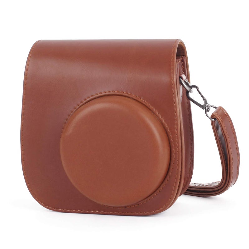 Phetium Instant mini 12 Camera Protective Case Compatible with Instax Mini 12 11,PU Leather Bag with Pocket and Adjustable Shoulder Strap (Brown) - Image 1